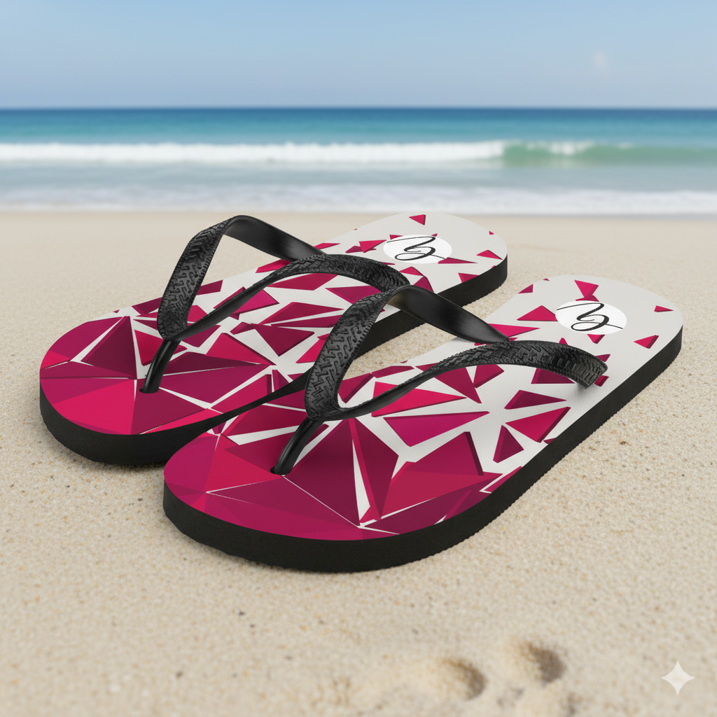 Red ruby mosaic Flip-Flops