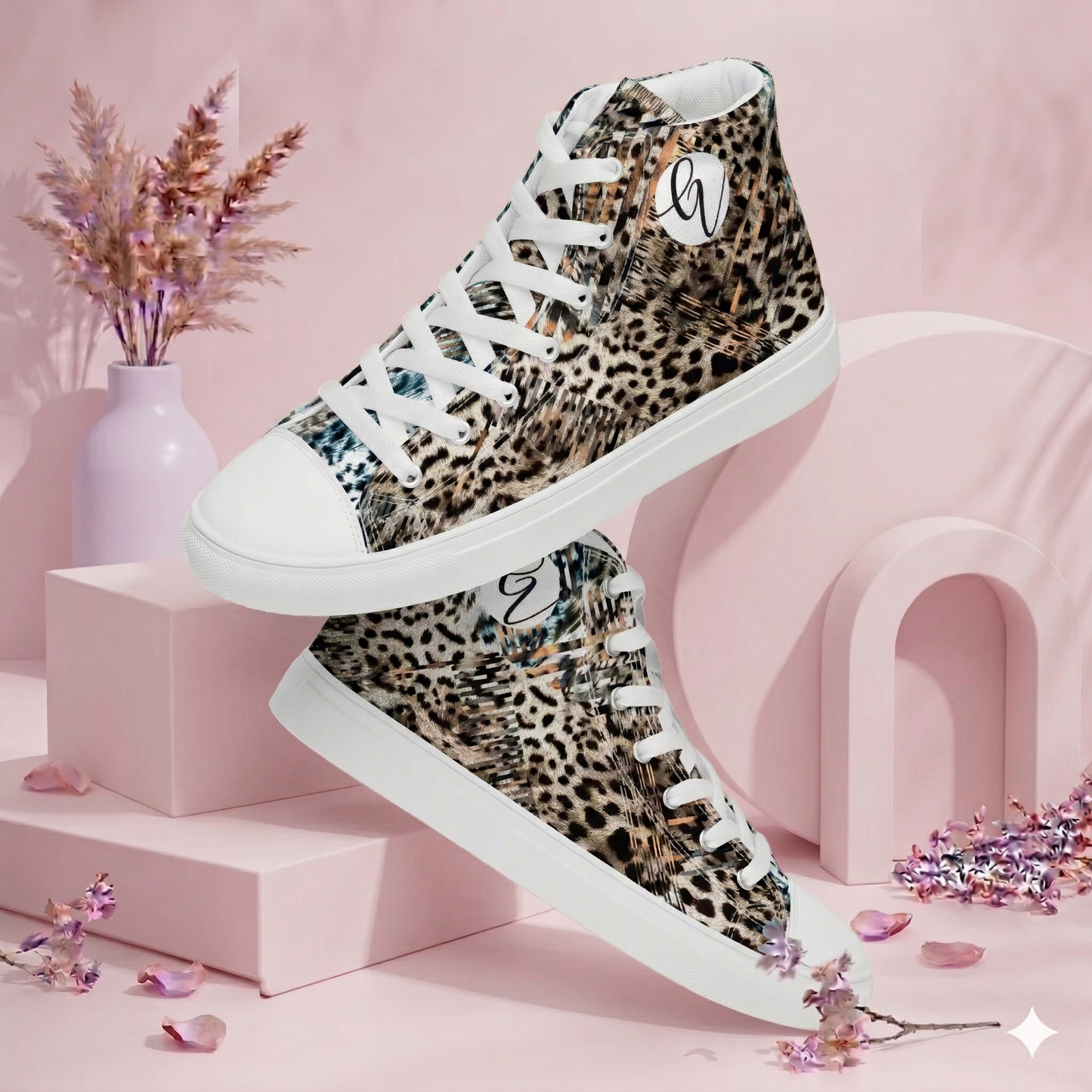 Tiger Skin high top canvas shoes