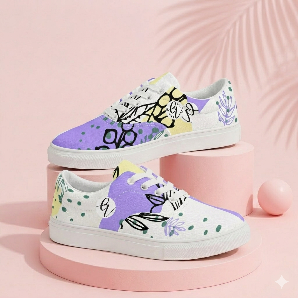 Violet Periwinkle Lace-up Canvas Shoes