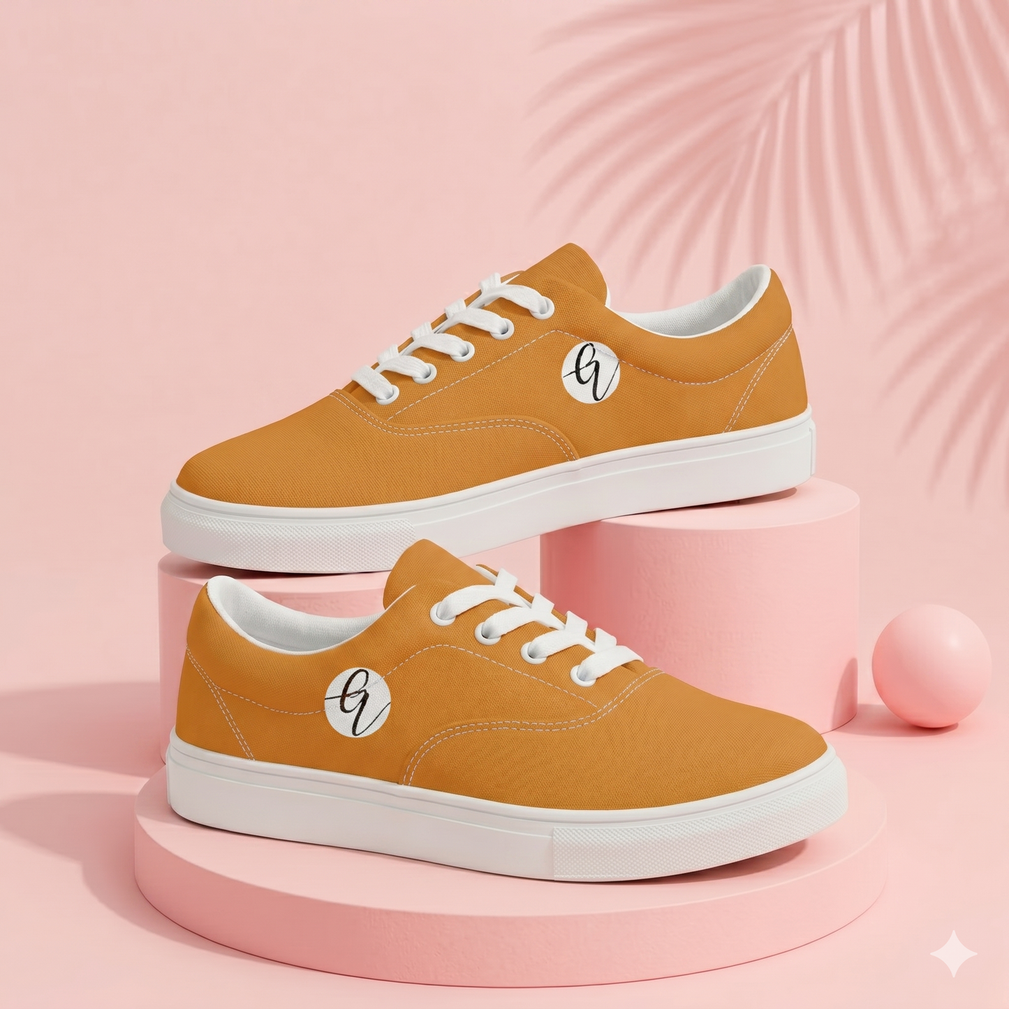 Mustard Colored Lace-up Canvas Shoes