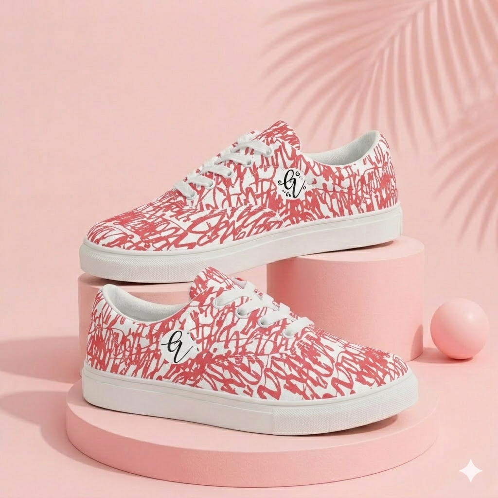 Red White Vintage Lace-up Canvas Shoes