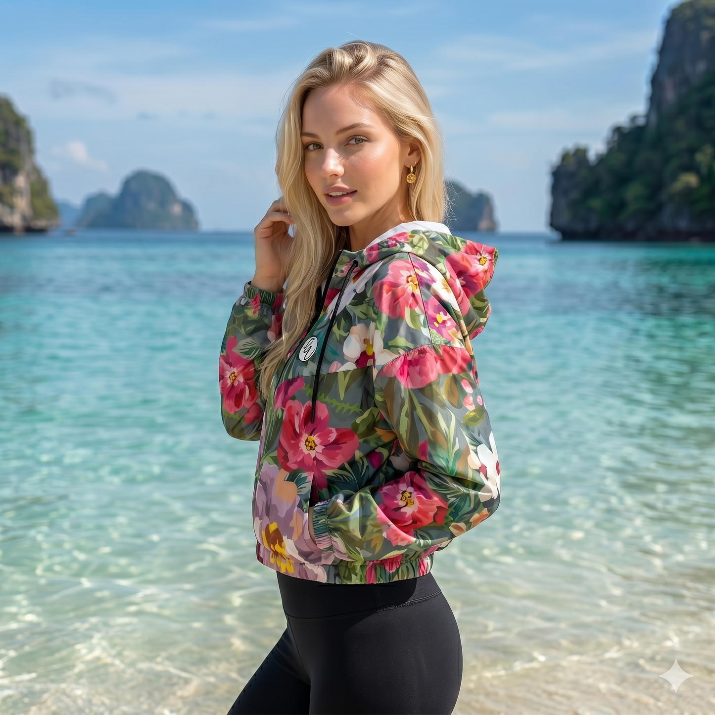 Wild Floral Cropped Windbreaker