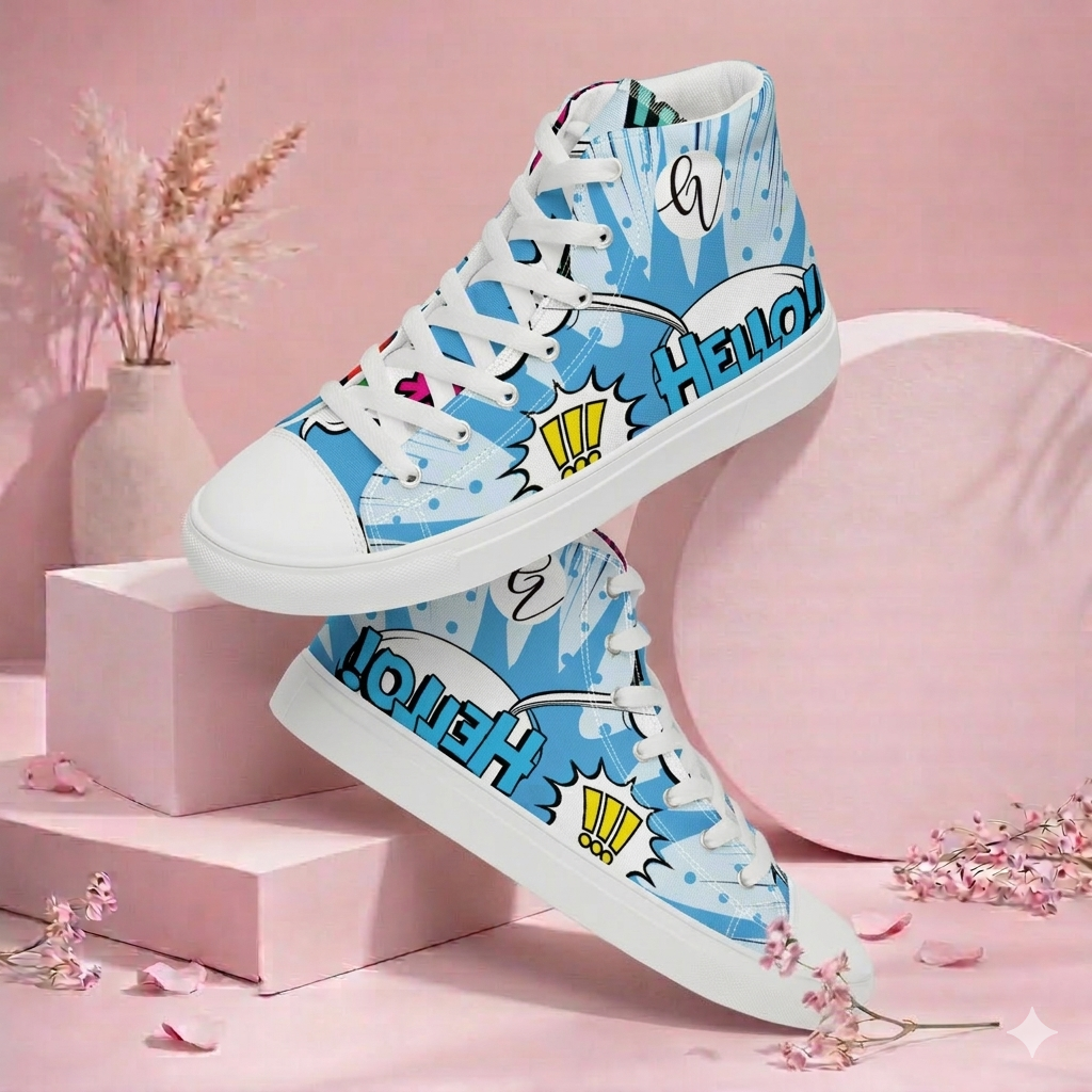 Cool Blue high top canvas shoes