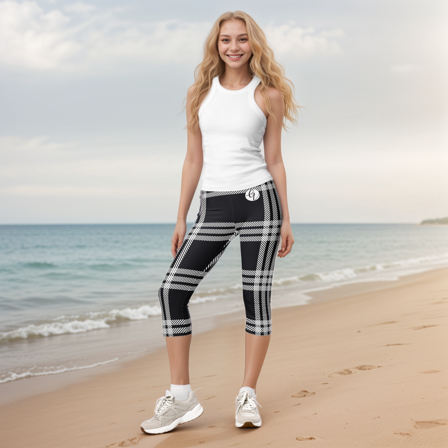 Black Plaid Capri Leggings