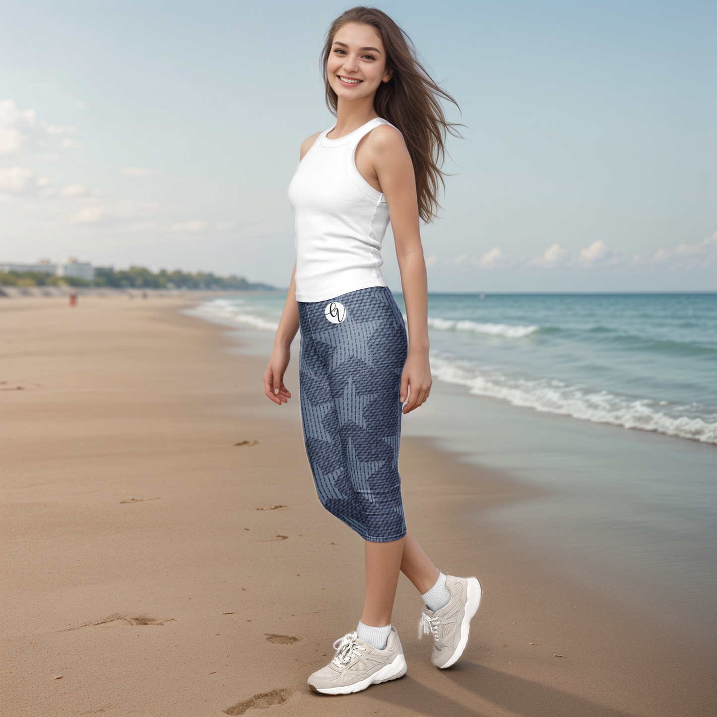 Grey Stars Capri Leggings