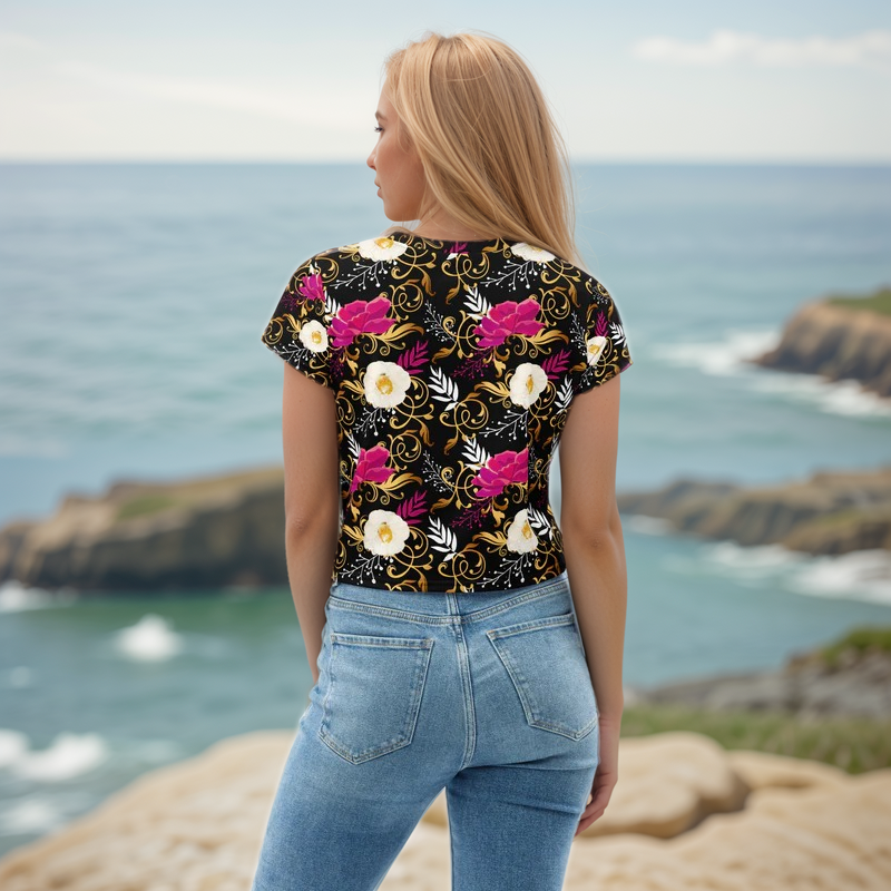 Black Timber Crop Tee