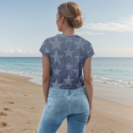 Grey Stars Crop Tee