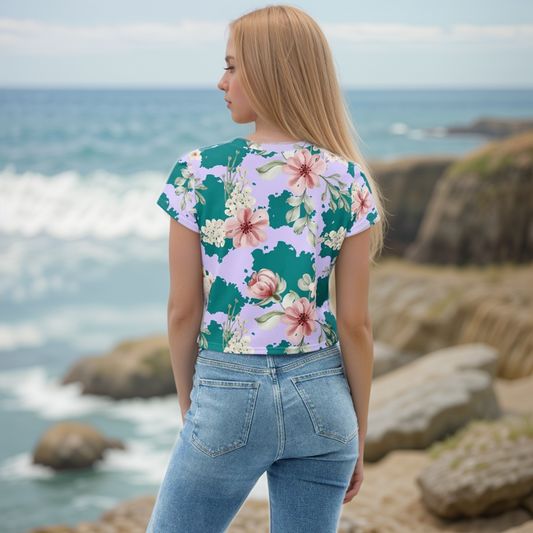 Flowers Forest Floral Crop Tee