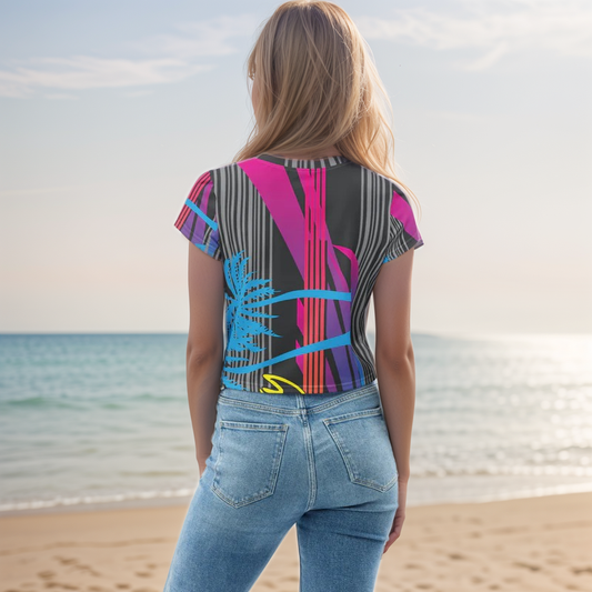 Multi Colour Lined Crop Tee