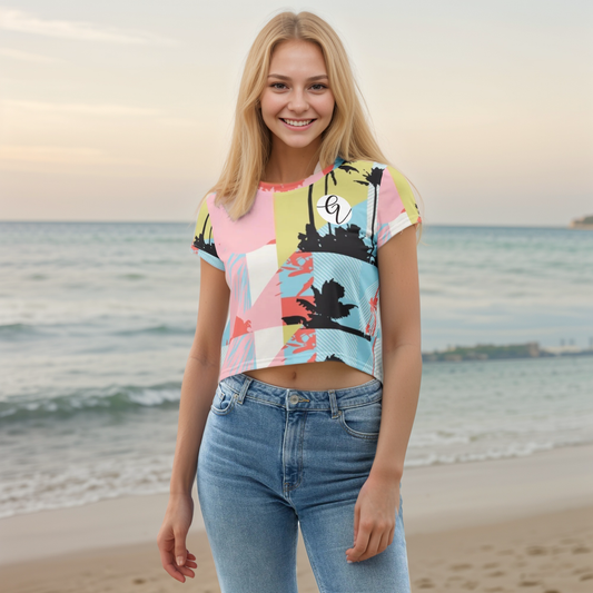 Pink Pattern Crop Tee