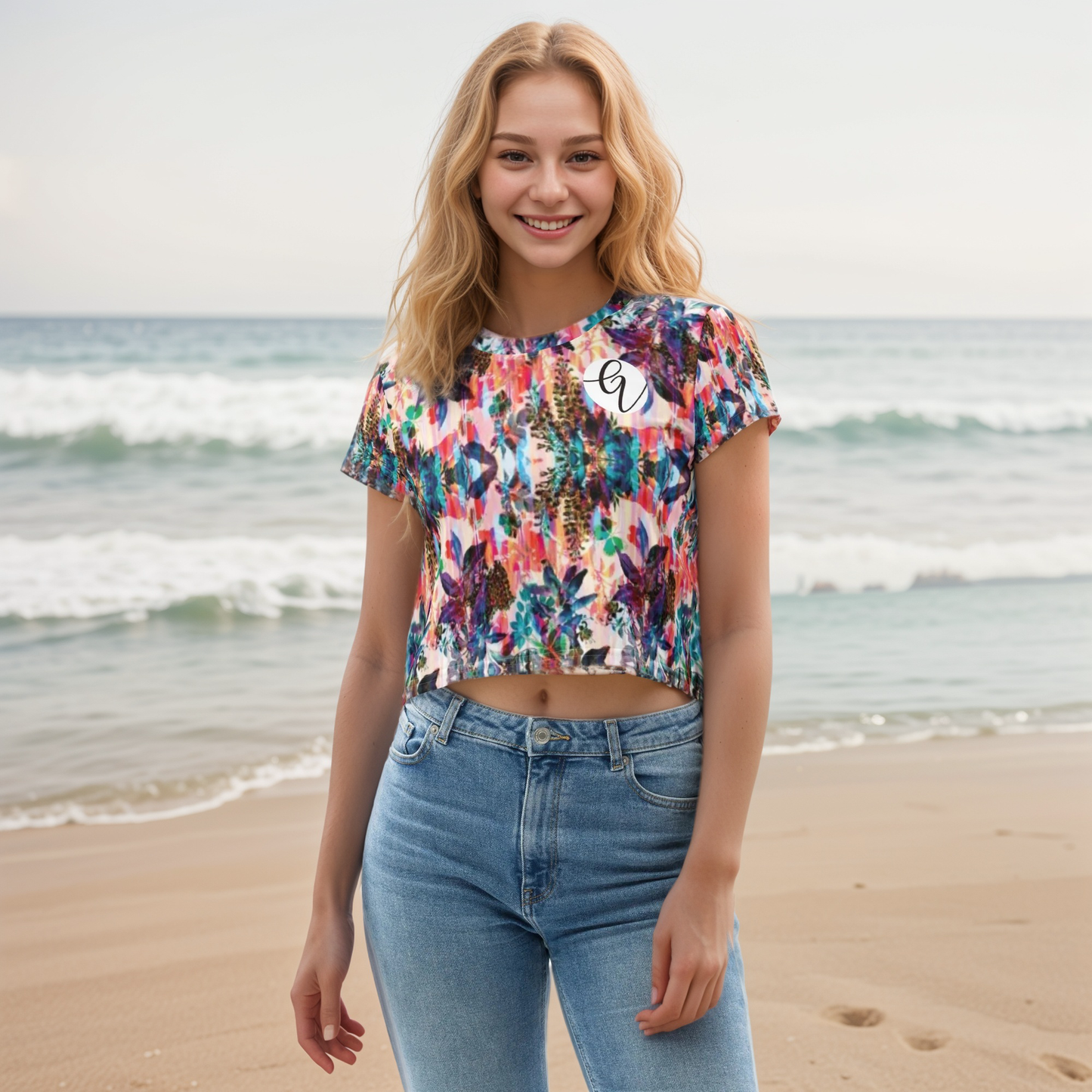 Multi Colored Crop Tee