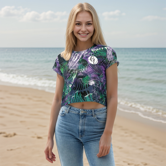 Multicolored Crossover Crop Tee