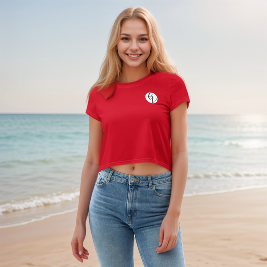Red Colored Crop Tee
