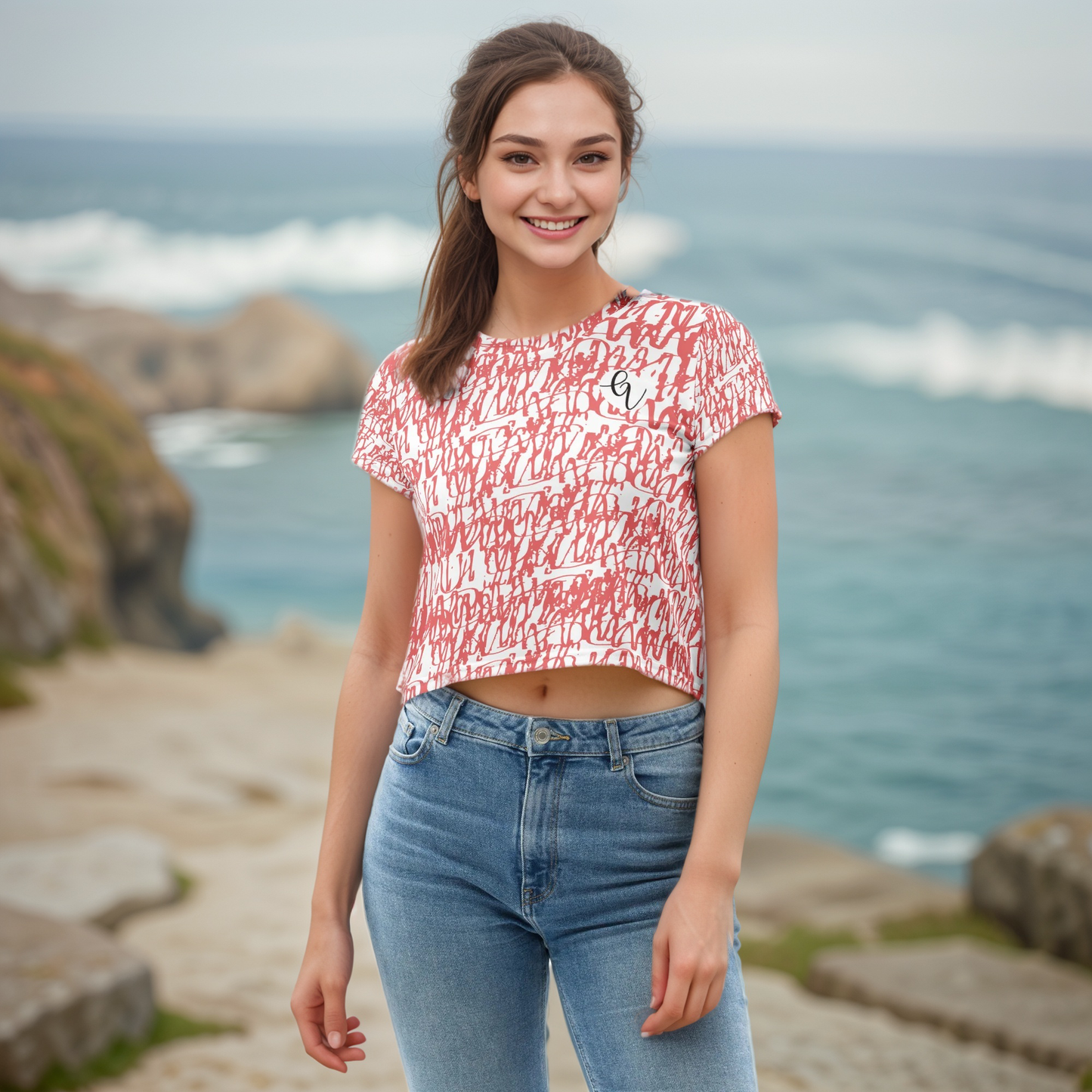 Red White Vintage Crop Tee