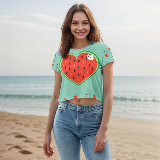 Watermelon Heart Crop Tee