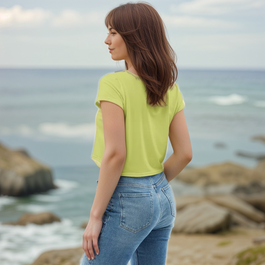 Green Colored Crop Tee
