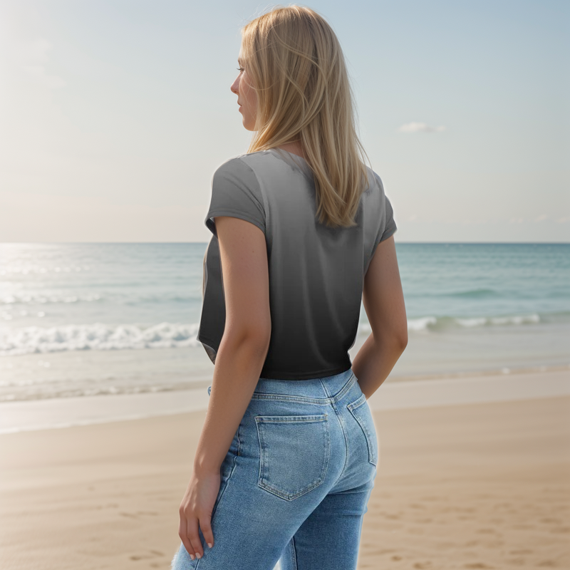 Grey Colored Crop Tee
