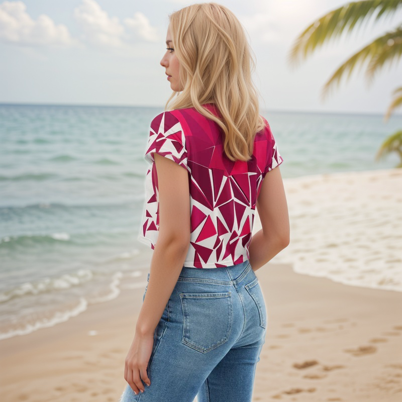 Red Rubby Mosaic Crop Tee