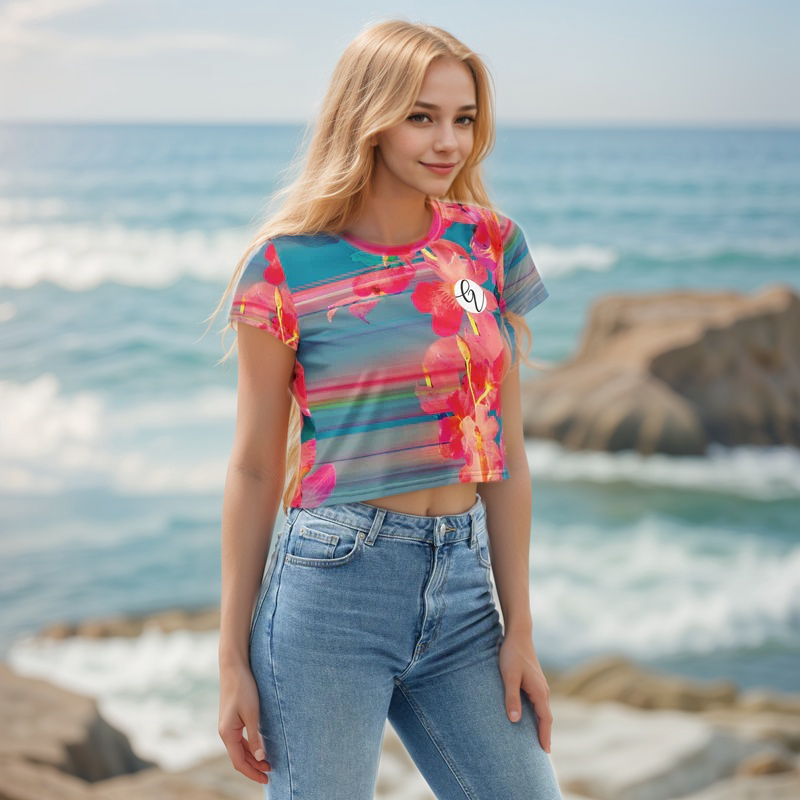 Barbie Floral Crop Tee