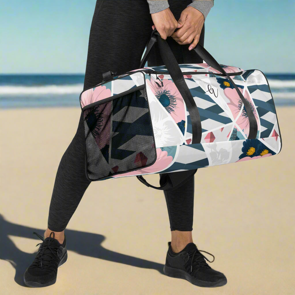 Peach Blue Pattern Duffle bag