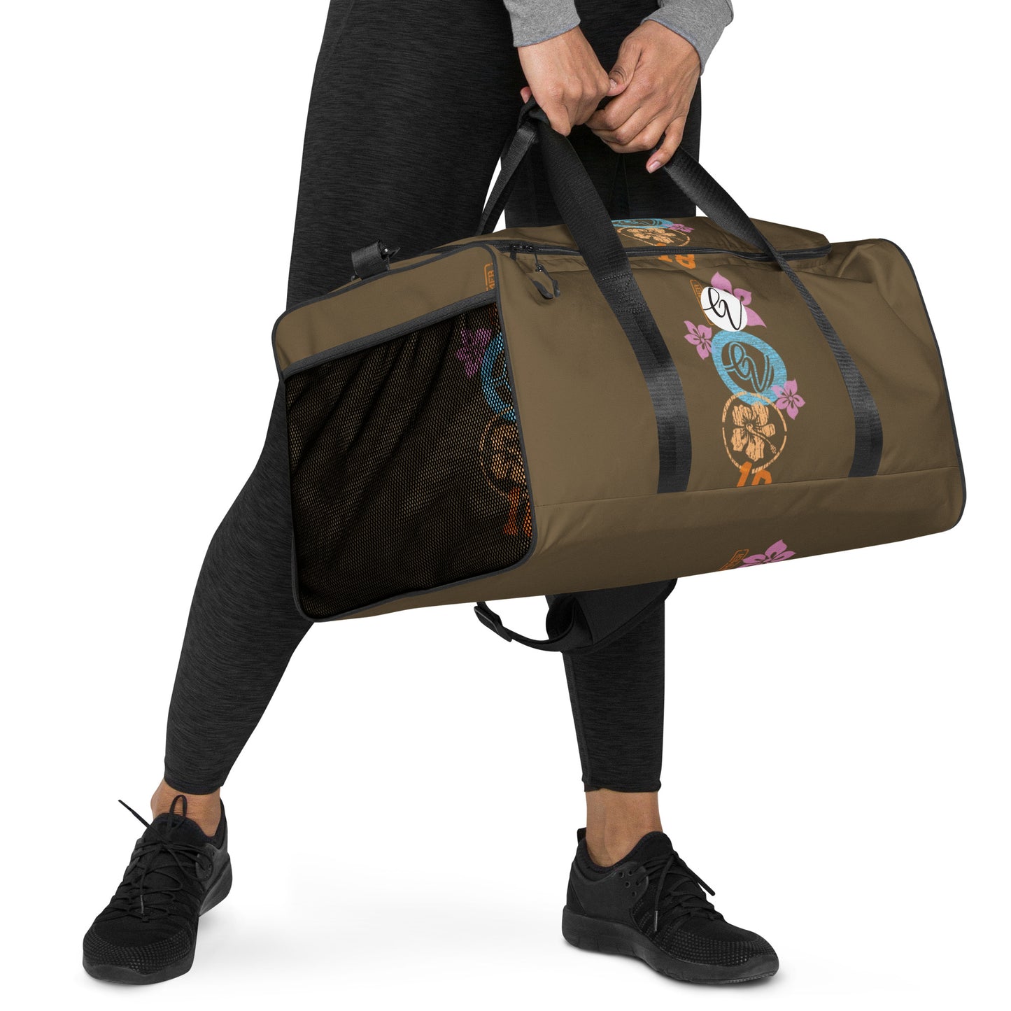 Brown Flowers Duffle bag