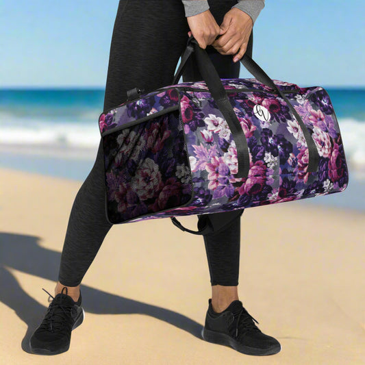 Purple White Flower Duffle bag