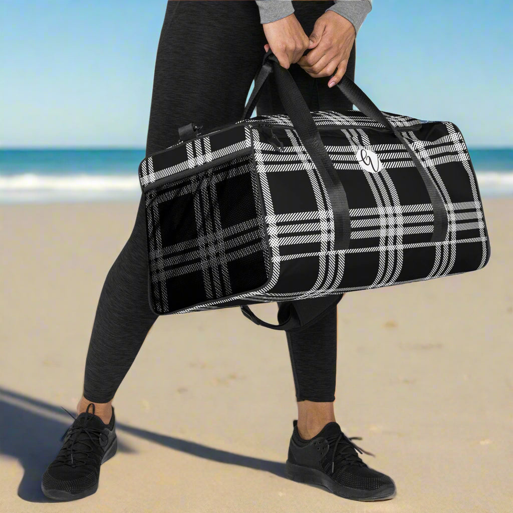 Black Plaid Duffle bag