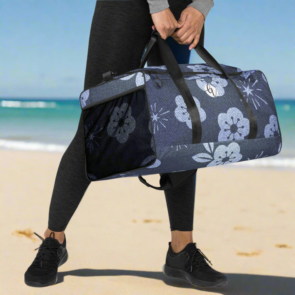 Grey Flower Duffle bag