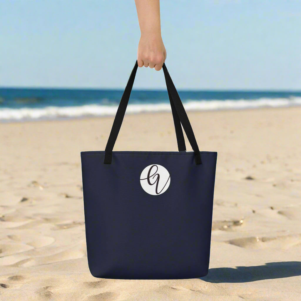 Dark Blue Colored Large Tote Bag