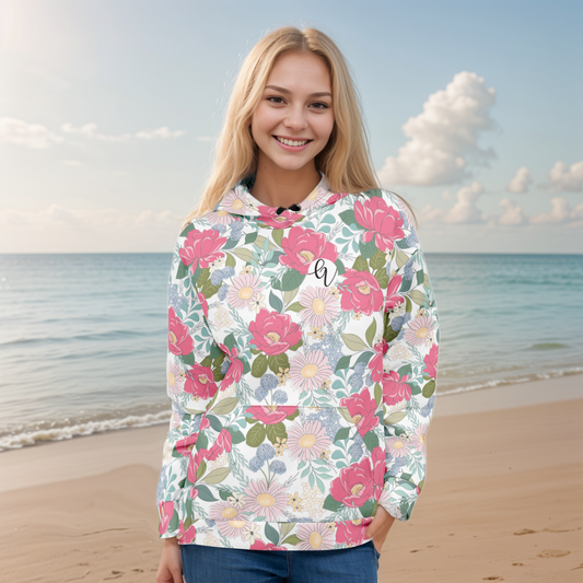 Iguana Green Peonies Hoodie