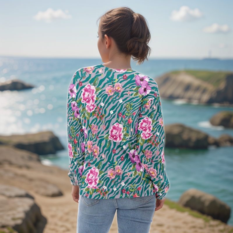 Orchid Floral Pattern Sweatshirt