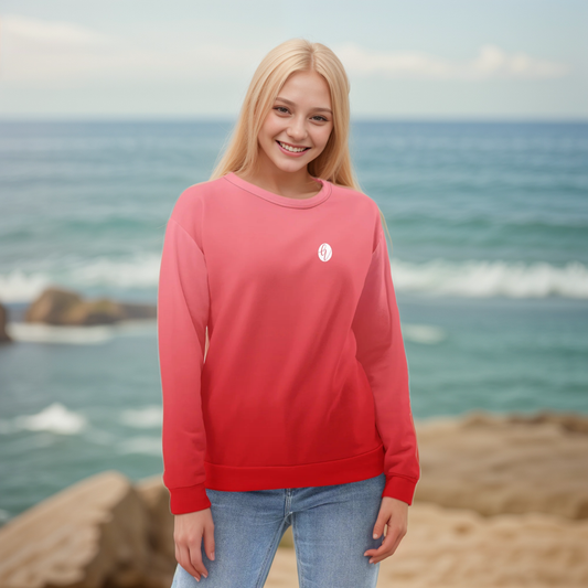 Red In Gradient Colored Sweatshirt