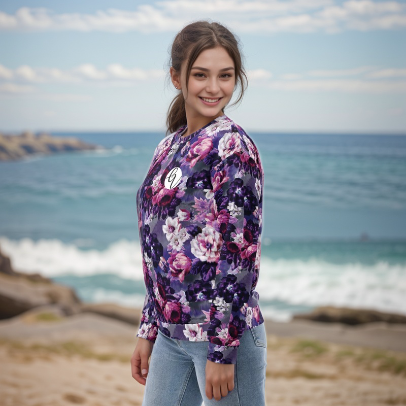 Purple White Flowers Sweatshirt