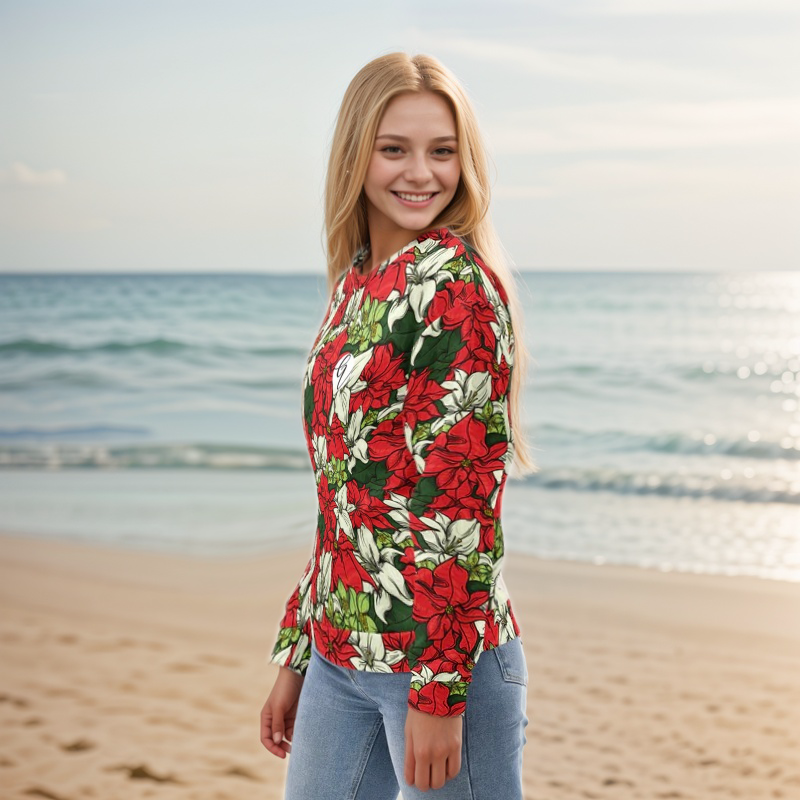 Red Color floral Sweatshirt