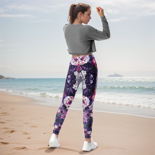 Purple White Flowers Joggers