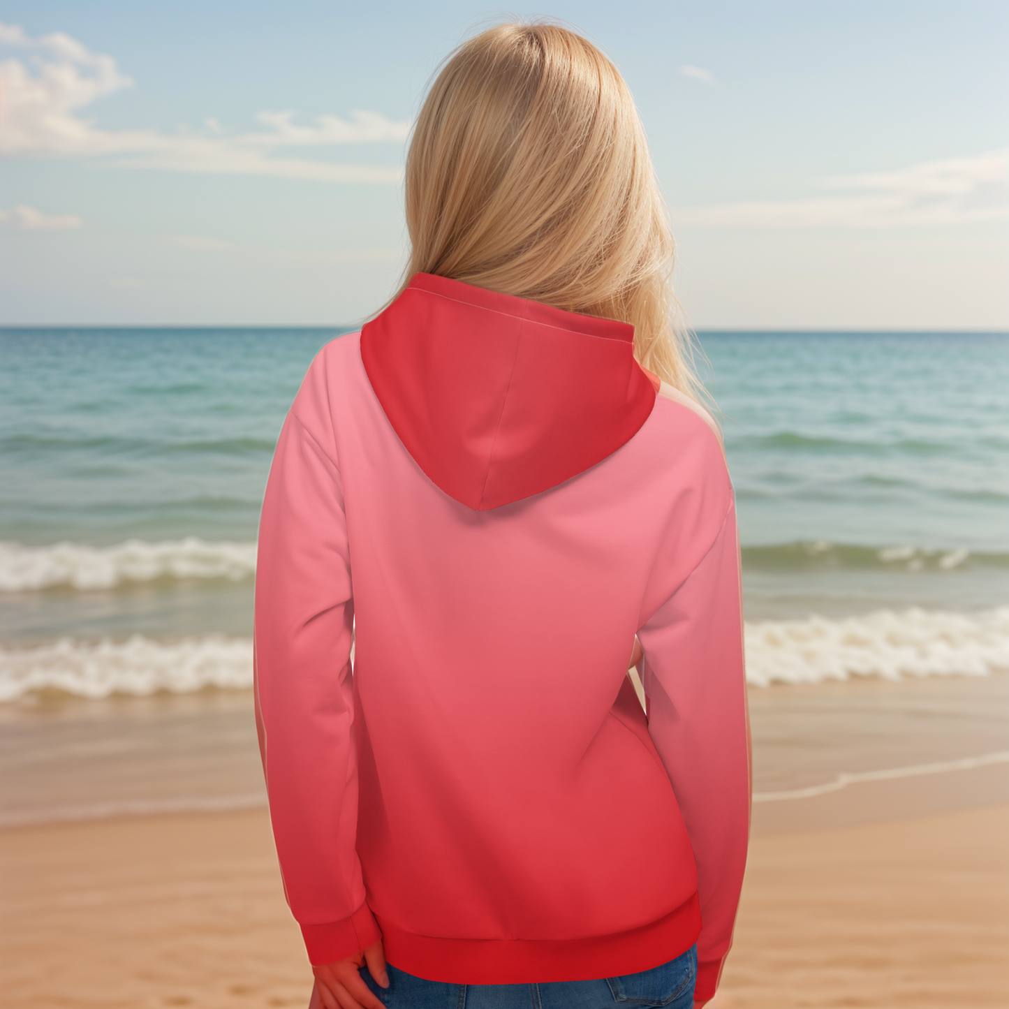 Red In Gradient Colored Hoodie