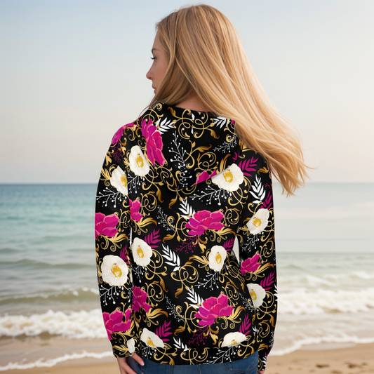 Black Timber Floral Hoodie
