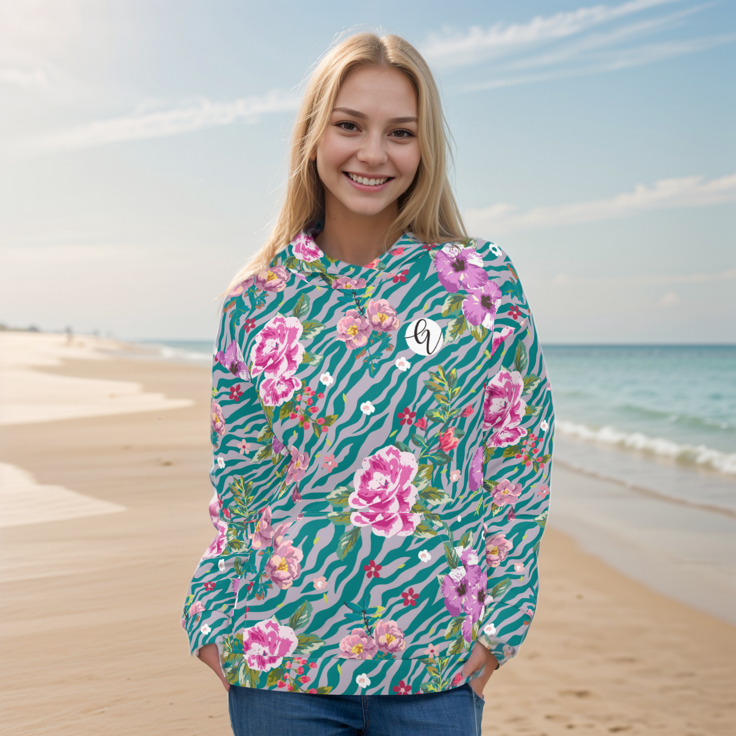 Orchid Floral Pattern Hoodie