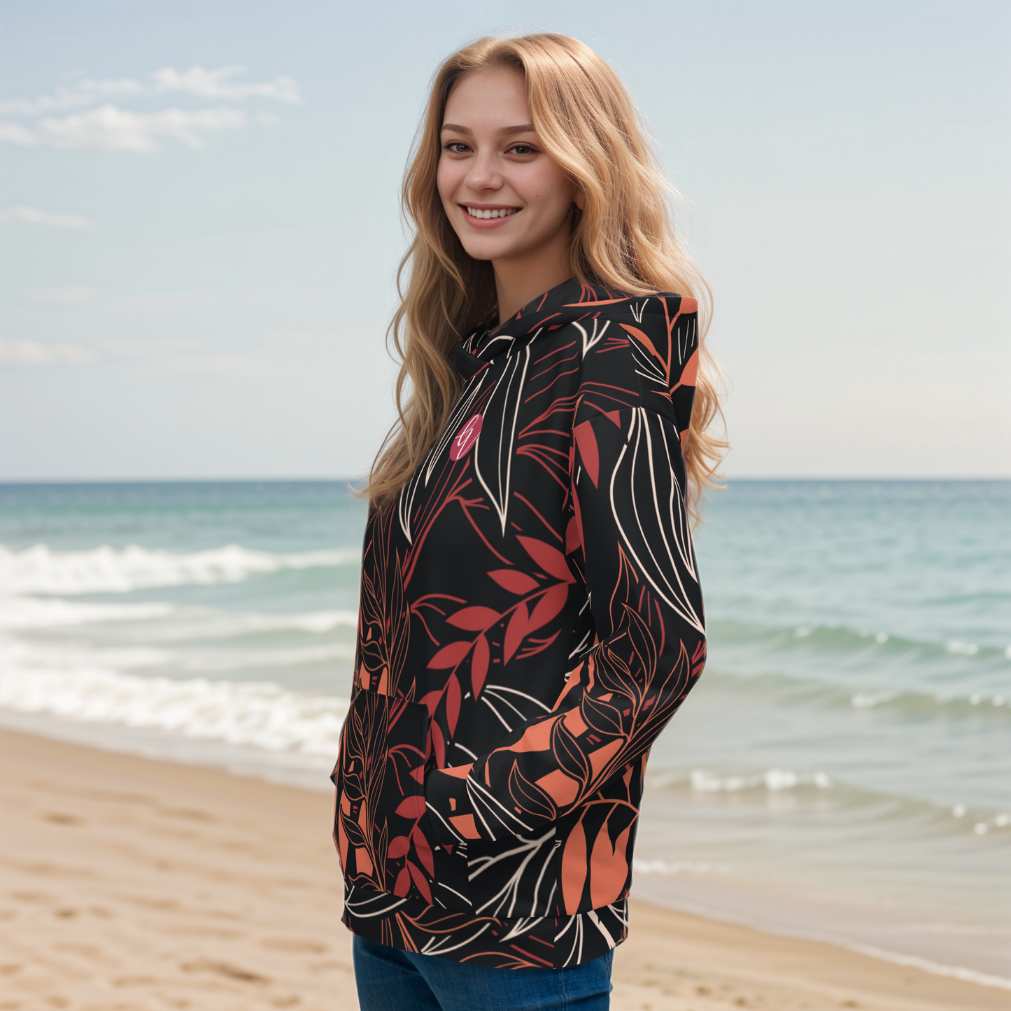 Palm Black Leaves Hoodie