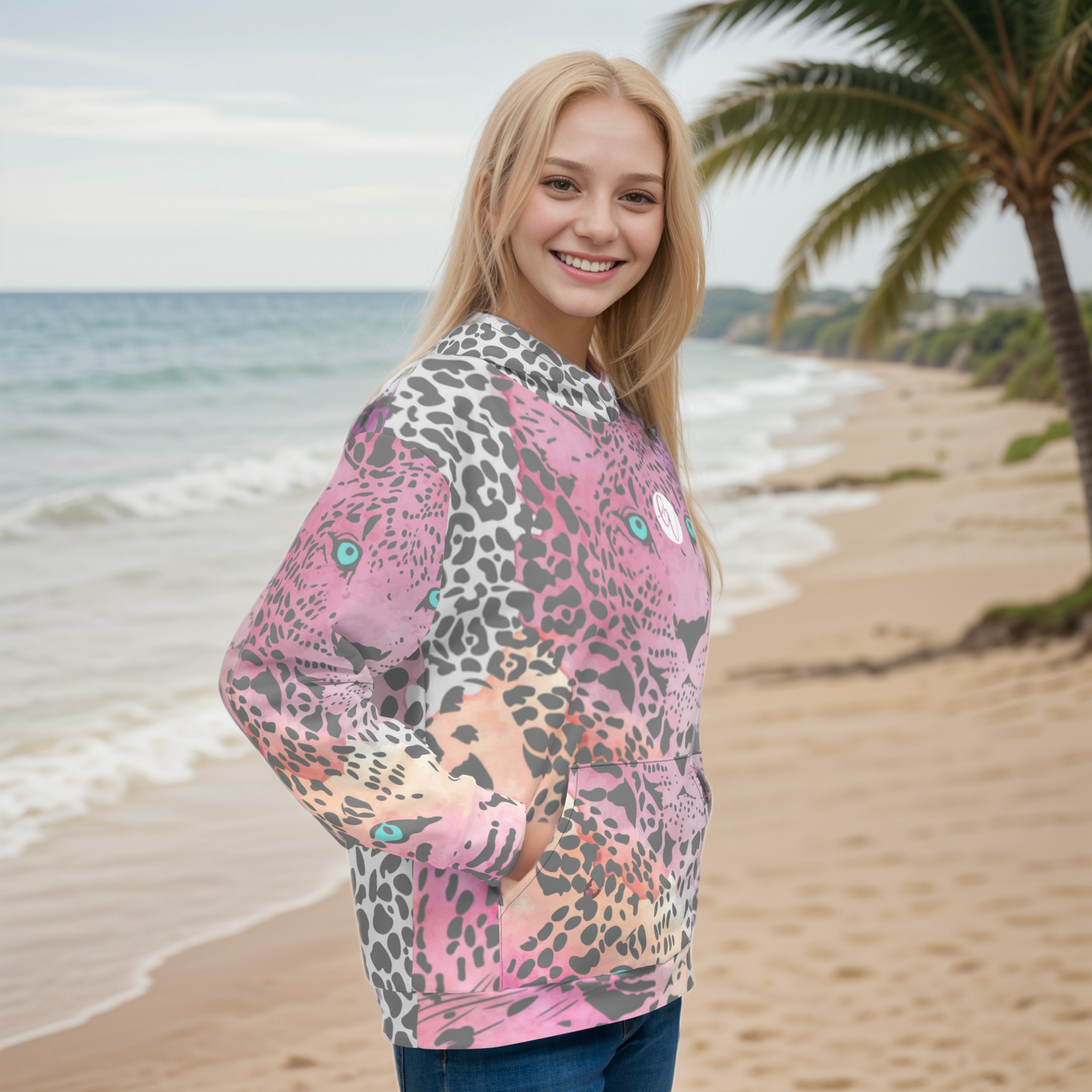 Ombre Black Leopard Print Hoodie