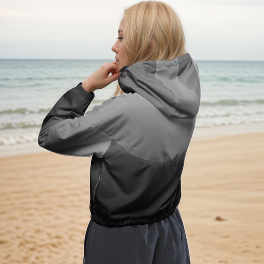 Black colored cropped windbreaker