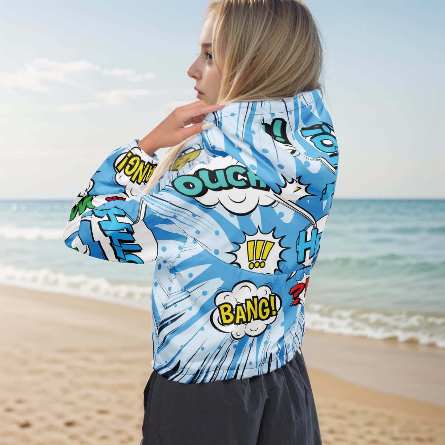 Cool Blue cropped windbreaker