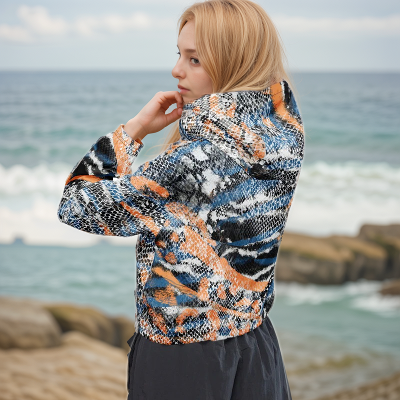 Animal Skin Cropped Windbreaker