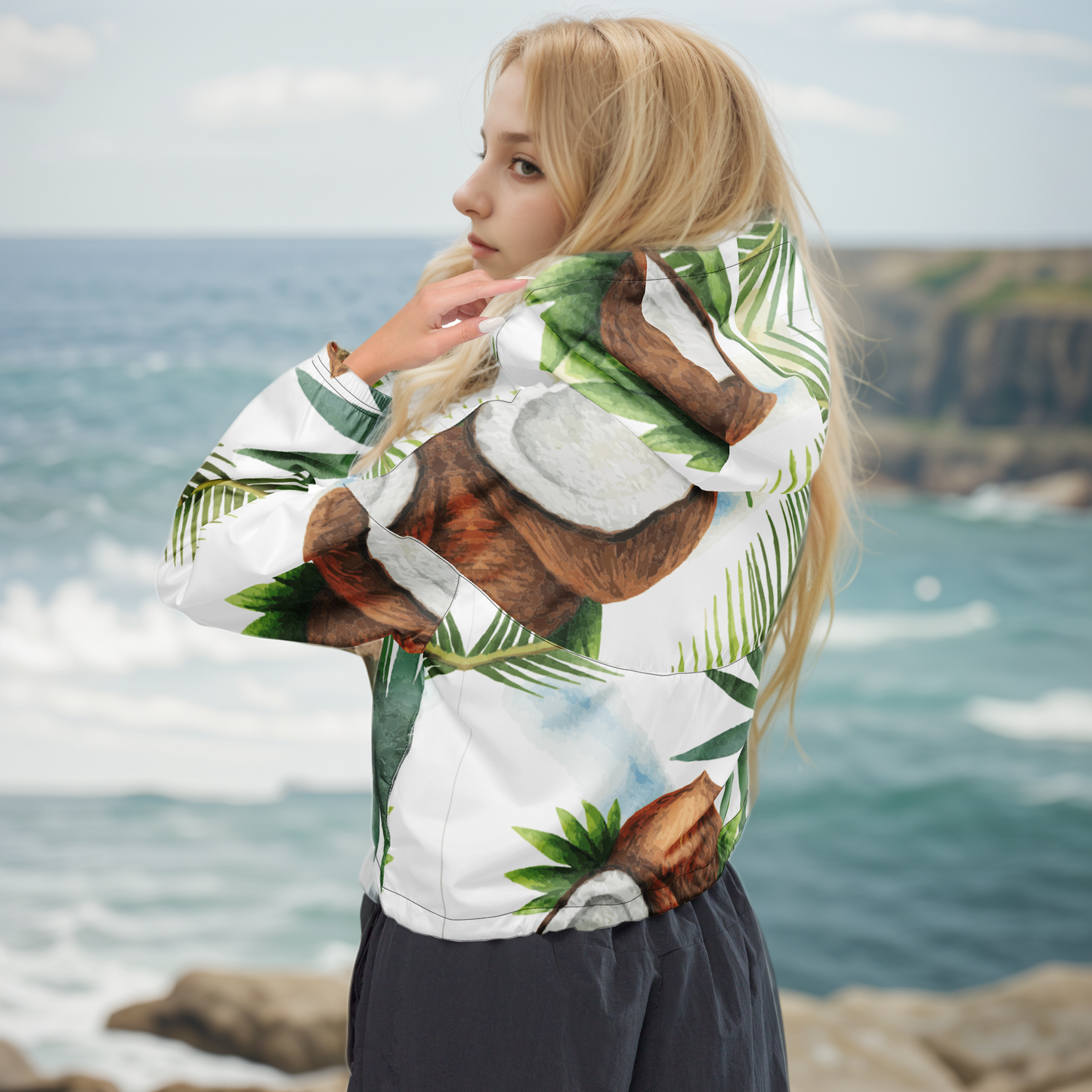 Coconut cropped windbreaker