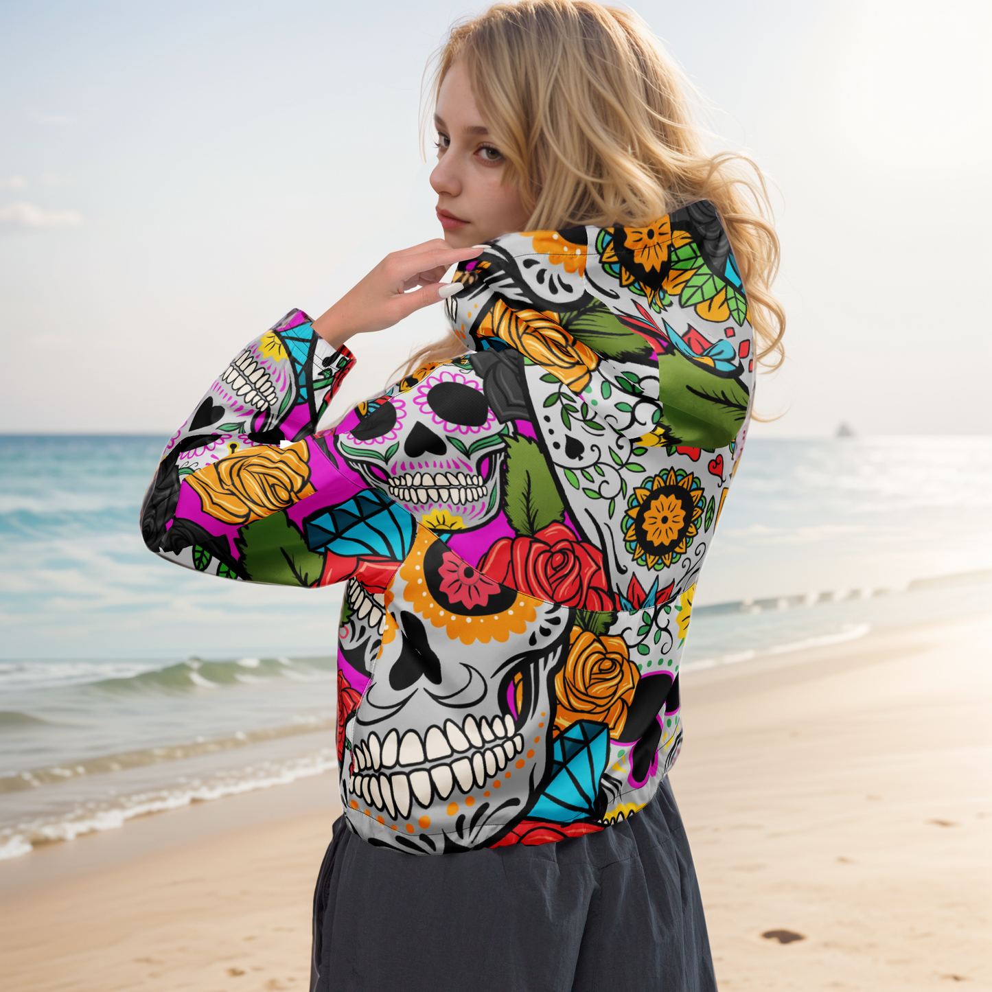 Dead Sugar Skull cropped windbreaker