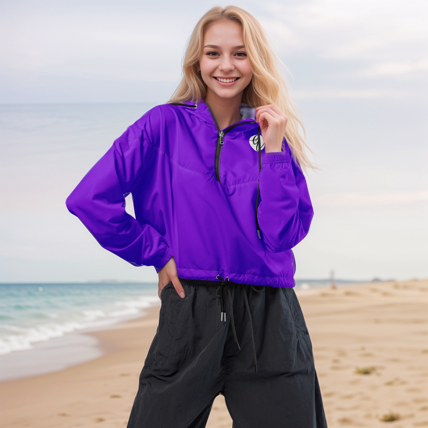 Dark Purple Colored cropped windbreaker