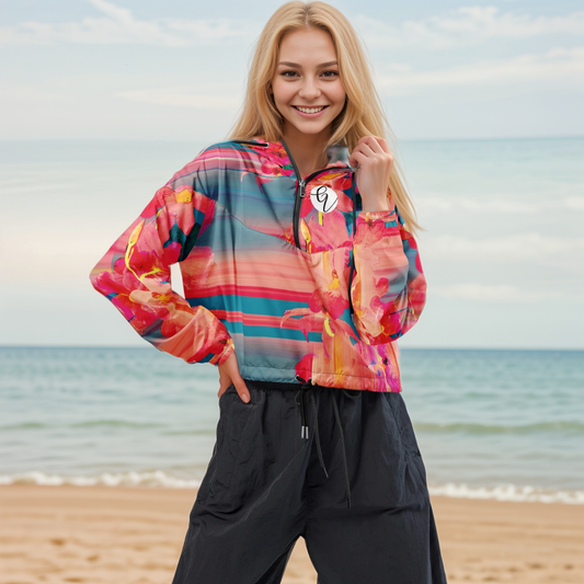 Barbie floral cropped windbreaker