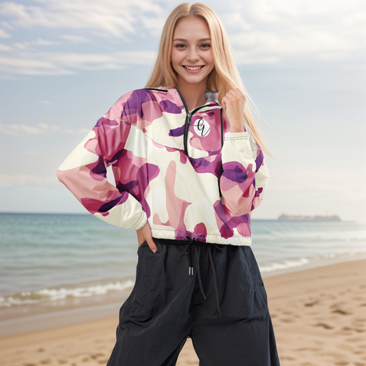 Drape Floral Cropped Windbreaker