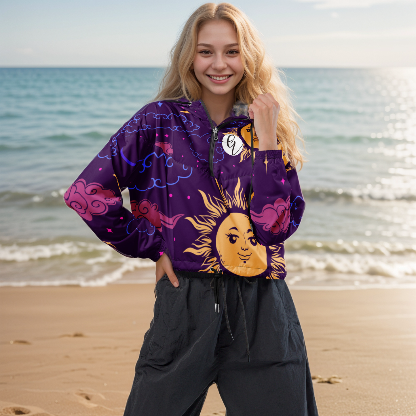 Galaxy Pattern Cropped windbreaker