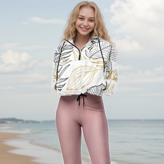 Palm Leaves Cropped Windbreaker